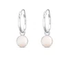 Studio Jewellery Hoop Earrings | Earrings-White Shells Disc Charm Silver Hoop Earrings