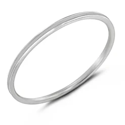 Studio Jewellery Rings-White Strip Silver Ring