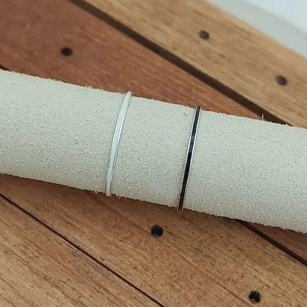 Studio Jewellery Rings-White Strip Silver Ring